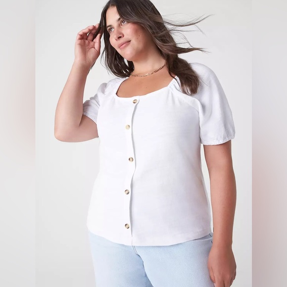Lane Bryant Tops - Lane Bryant- Square-Neck Button-Front Top